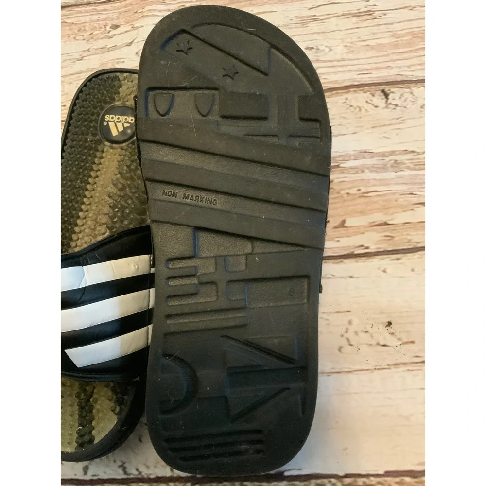 Adidas Adissage Slides Black White Massage Footbed Sandals 045245 Size 6